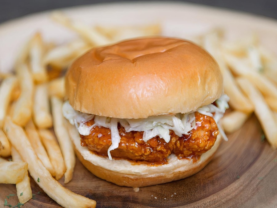 CM spicy garlic Korean fried chicken sandwich